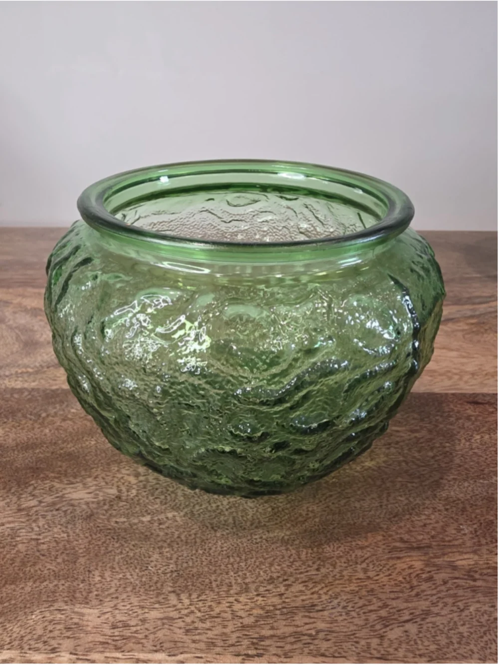 VTG E.O. Brody Green Textured Glass Planters Cachepots Set of 2 Made In USA 70s